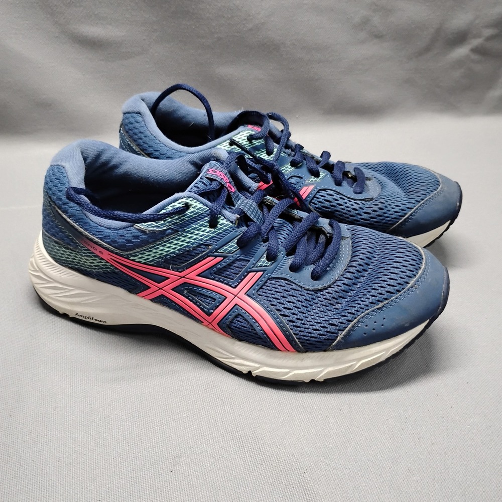 Asics Gel Contend 6 Womens 7 Wide Running Shoes Blue Pink 1012A571